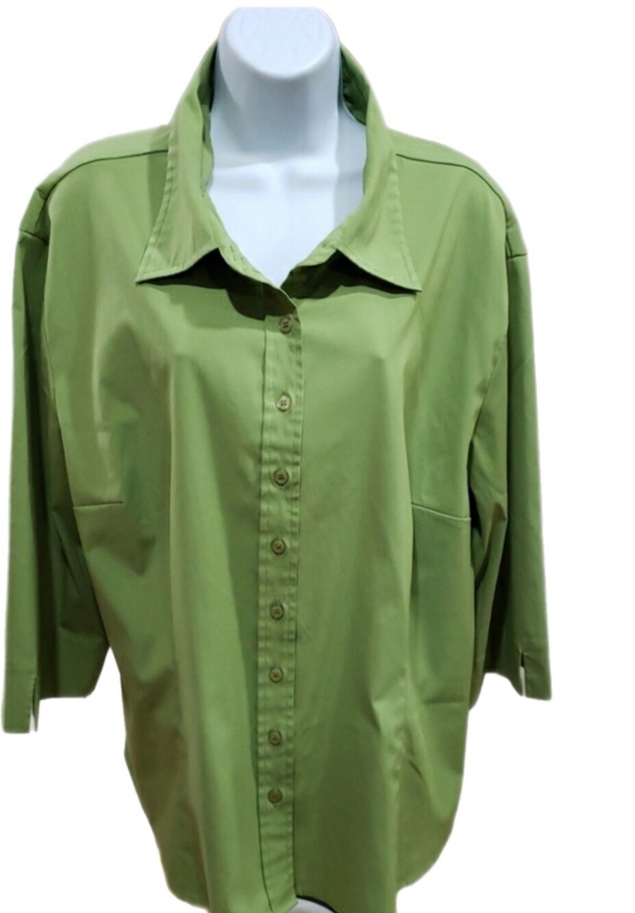 Como Woman,  Olive Green Button-Front Blouse, 3X